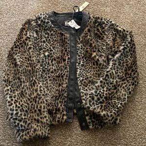 Leopard faux fur bitten up jacket